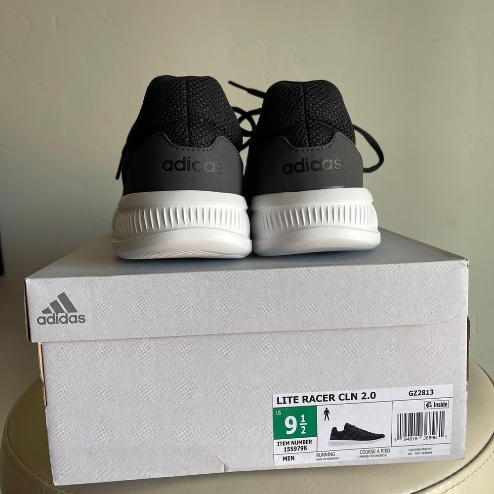 New in Box - Adidas Men’s Black Lite Racer 2.0 Sneakers - Picture 6 of 7